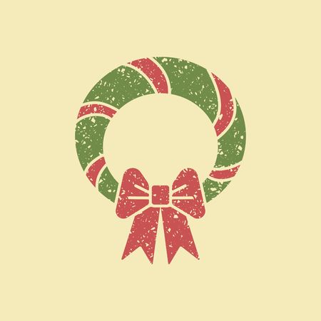 Vector illustration of christmas wreath with bow.のイラスト素材