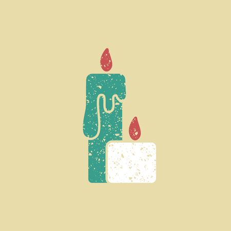 Christmas candles icon. Flat icon in retro styleのイラスト素材