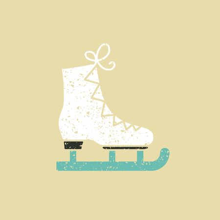 The skates icon. Figure Skates symbol. Flat icon in retro styleのイラスト素材
