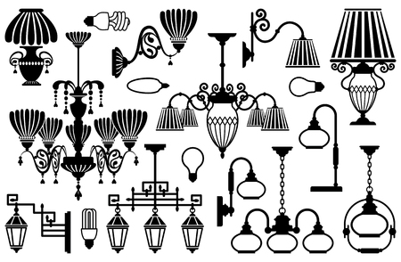 Different type and size of lampsのイラスト素材