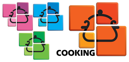 The cooking pan image on buttonsのイラスト素材