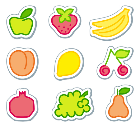 Simple images of fruit stickers.のイラスト素材
