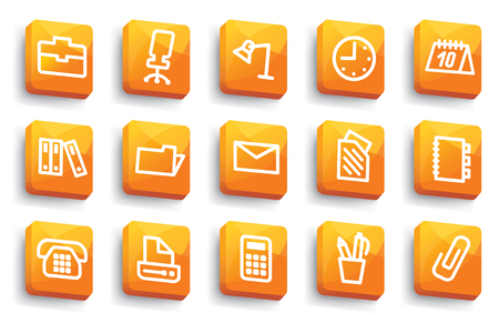 Office and icon business on orange buttonsのイラスト素材