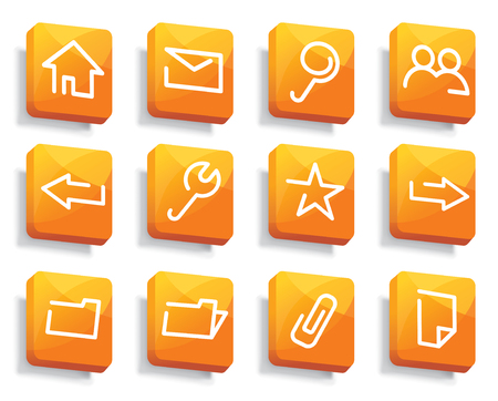 Base computer icons on orange buttonsのイラスト素材