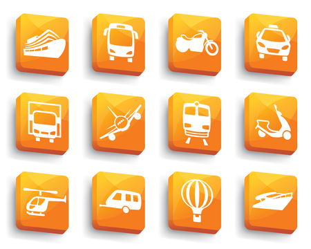 Simple images of types transport on buttonsのイラスト素材