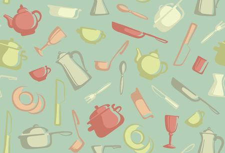 Drawn background of kitchen wareのイラスト素材