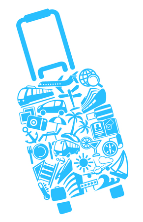 Symbols of travel in the form of a suitcase vector illustrationのイラスト素材