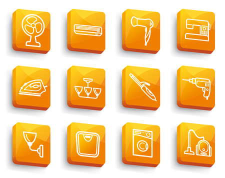 Icons of home appliances for the house on buttonsのイラスト素材