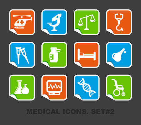 Pharma and Healthcare icons on stickersのイラスト素材