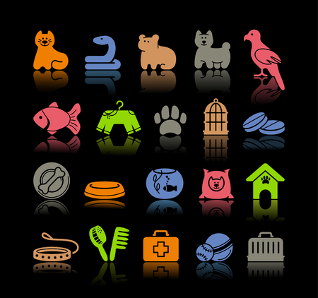 Icons on a veterinary science and care theme house pupilsのイラスト素材