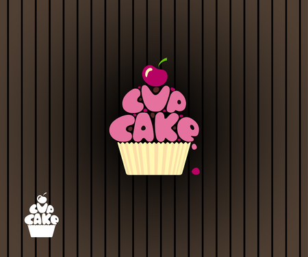 Cupcake with a cherry. The Illustration - symbolのイラスト素材