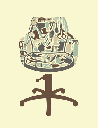 Symbols of a man's hairdressing salon in the form of an armchairのイラスト素材