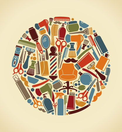 Barbershop tools collection in a circular designのイラスト素材