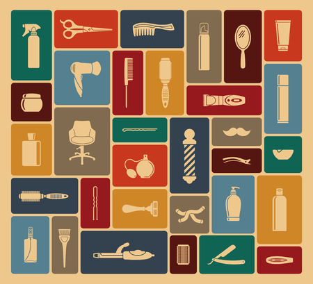 Barbershop tools collectionのイラスト素材