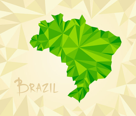 Silhouette of a Brazil map from trianglesのイラスト素材