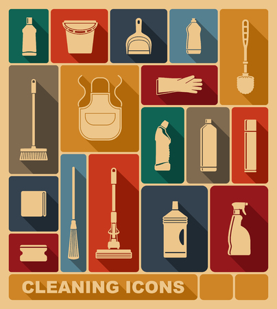 Icons of accessories and means for cleaningのイラスト素材