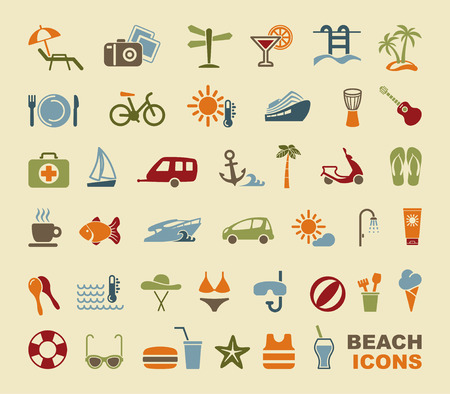 Set of icons on a theme of beach restのイラスト素材