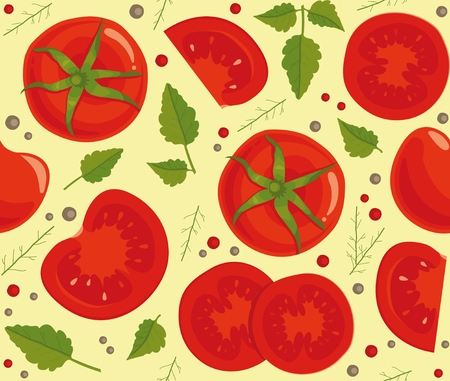 Seamless background with fresh tomatoes. Vector imageのイラスト素材