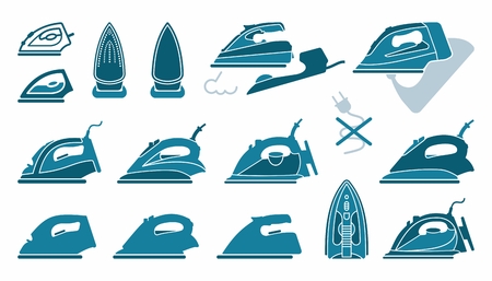Icons irons. Symbols Ironing flat vector illustrationのイラスト素材