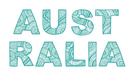 The inscription Australia, the font in style doodle.のイラスト素材