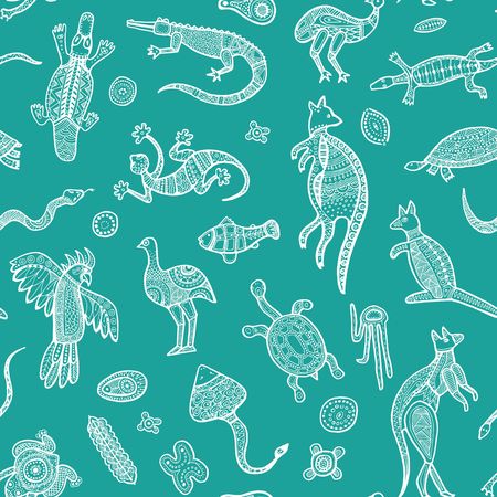 Australian seamless pattern in ethnic styleのイラスト素材