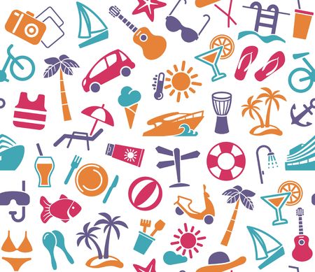 Seamless background on a theme of summer travel and beach restのイラスト素材