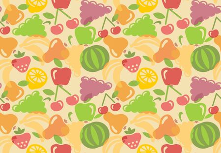 Seamless background of stylized image fruit. Vector illustrationのイラスト素材