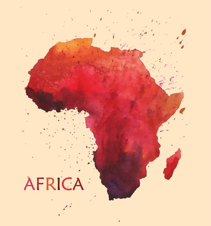 Hand drawn watercolor map of Africa. Vector illustrationのイラスト素材