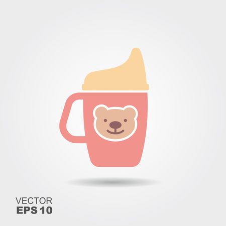 Mug for drinking baby. Flat icon with a shadowのイラスト素材