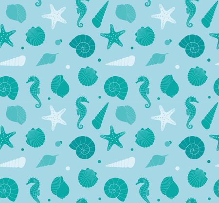 Seamless background with marine lifeのイラスト素材