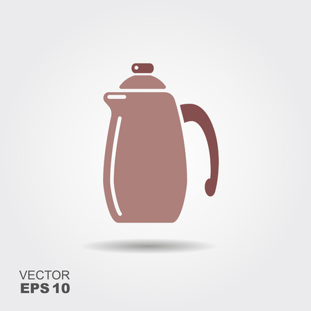 Vector illustration with coffee pot. Flat iconのイラスト素材