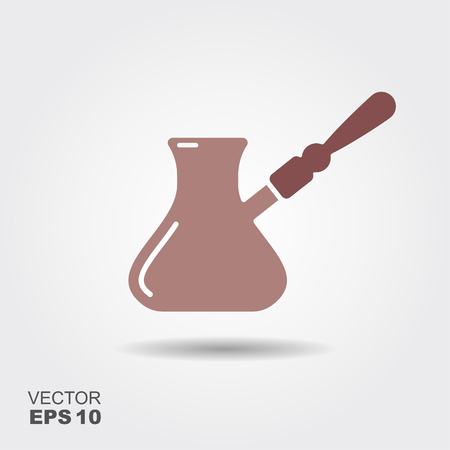 Turkish Coffee pot with handle. Equipment for cooking aromatic beverageのイラスト素材