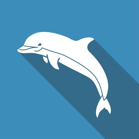 Silhouette of a Dolphin. Flat vector icon with long shadowのイラスト素材