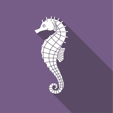 Seahorse illustration. Flat vector icon with shadowのイラスト素材