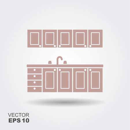 Kitchen furniture. Flat vector icon with shadowのイラスト素材