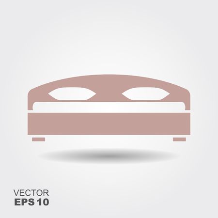 Double bed. Flat vector icon with shadowのイラスト素材