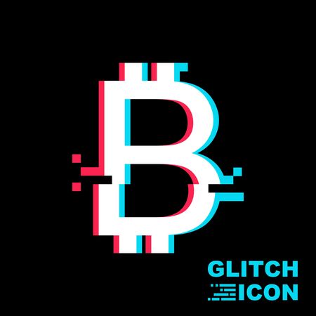 Bitcoin sign in glitch styleのイラスト素材
