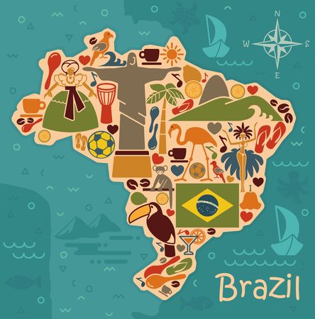Map from traditional symbols of Brazilのイラスト素材