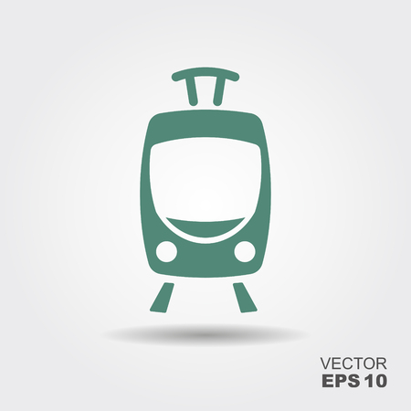 Tram icon flat vector illustration with shadowのイラスト素材