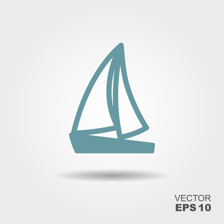The sailboat icon. Sailing ship symbol. Flat Vector illustrationのイラスト素材