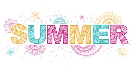 Summer lettering. Vector Illustration. Inscription in Doodle styleのイラスト素材
