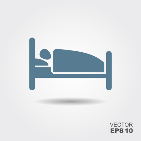Person in bed. Hotel flat icon. Sleeping shelter signのイラスト素材
