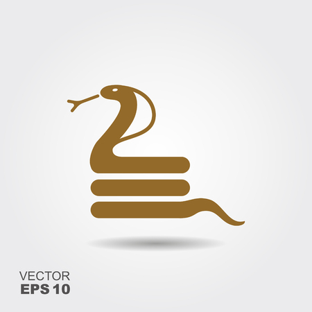 Flat cobra icon rolled up with a ring on a gray backgroundのイラスト素材