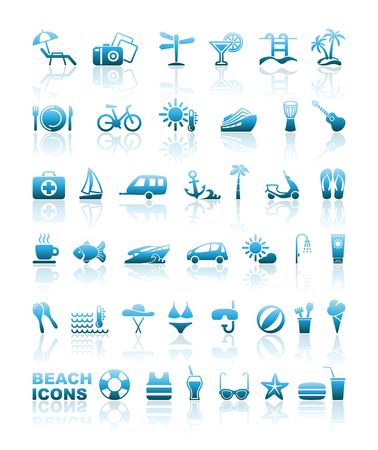 Beach icons. Vector illustrationのイラスト素材
