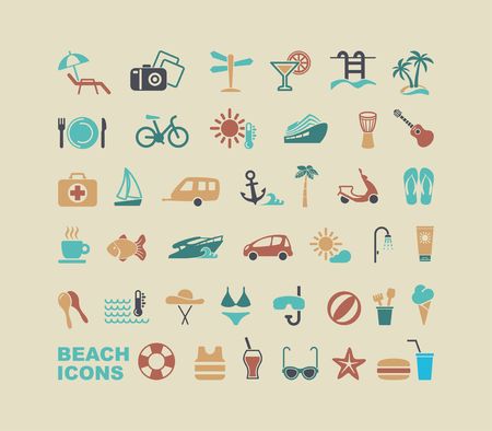 Set of icons on a theme of beach restのイラスト素材