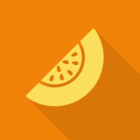 Isolated simple vector flat icon melon with shadowのイラスト素材
