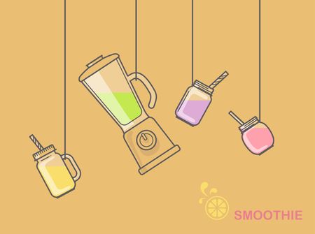 Kitchen blender and jars for smoothie vector setのイラスト素材