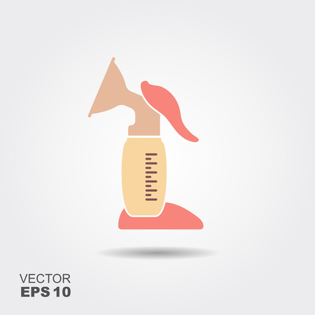 Breast pump. Flat vector icon with shadowのイラスト素材