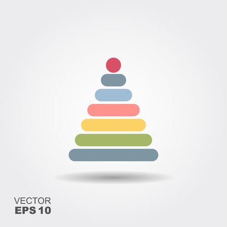 Pyramid toy flat icon with shadow. Vector illustrationのイラスト素材
