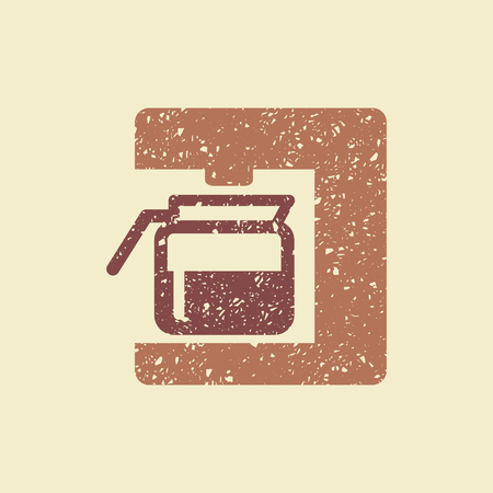 Coffee maker icon flat vector illustration in grunge style.のイラスト素材